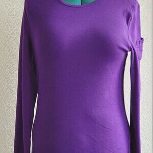 Lauren by Ralph Lauren~ Beautiful Deep Purple Casual Top w/ Sleeve Pocket Detail